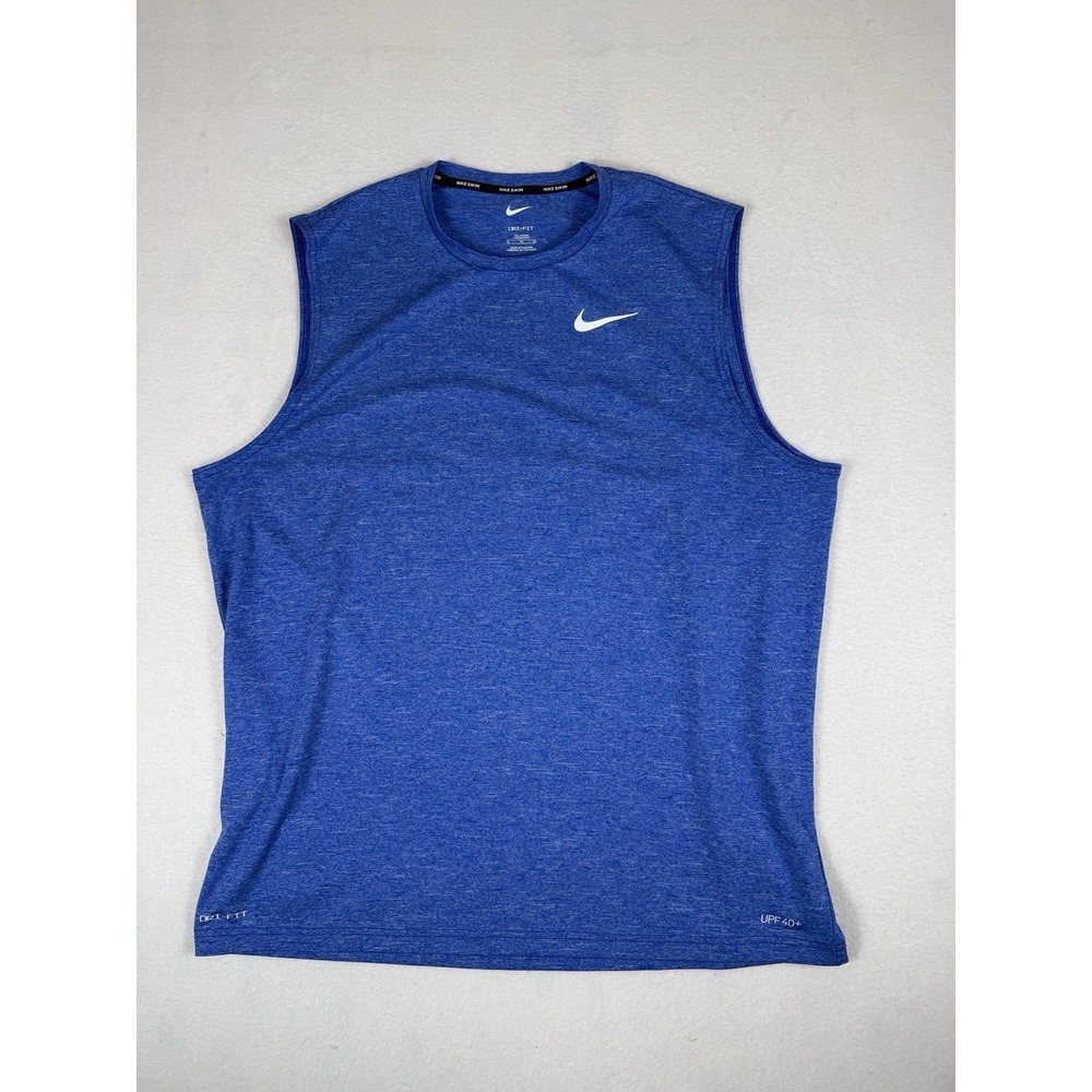 Nike Swim Dri-Fit Tank Top Mens XL Tall Blue Heathered Sleeveless Shirt UPF 40+